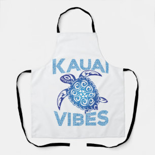 Polynesian Blue Tribal Sea Turtle Kauai Vibes Copy Apron
