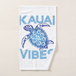 Polynesian Blue Tribal Sea Turtle Kauai Vibes Copy Hand Towel