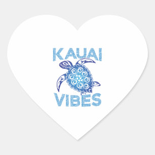 Polynesian Blue Tribal Sea Turtle Kauai Vibes Copy Heart Sticker