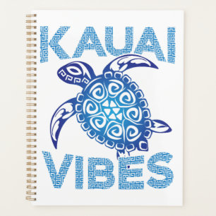 Polynesian Blue Tribal Sea Turtle Kauai Vibes Copy Planner