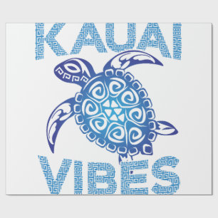 Polynesian Blue Tribal Sea Turtle Kauai Vibes Copy Wrapping Paper