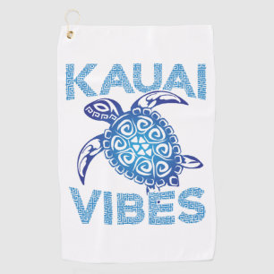 Polynesian Blue Tribal Sea Turtle Kauai Vibes Golf Towel