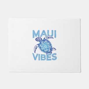 Polynesian Blue Tribal Sea Turtle Maui Vibes Doormat