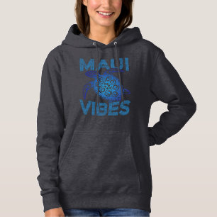 Polynesian Blue Tribal Sea Turtle Maui Vibes Hoodie