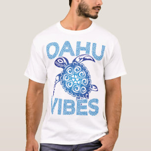 Polynesian Blue Tribal Sea Turtle Oahu Vibes T-Shirt