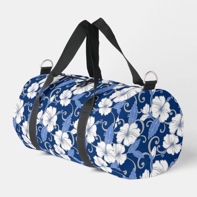 POLYNESIAN DREAM PATTERN IN BLUE DUFFLE BAG (Left Corner)