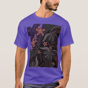 Polynesian Hawaiian Samoan Red Tribal Floral T-Shirt