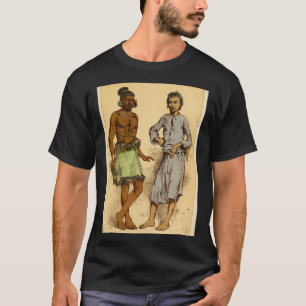 Polynesian Left and Malay men standing Hand painte T-Shirt
