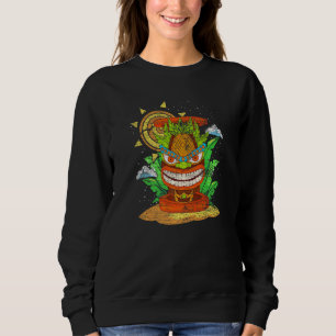Polynesian Luau Party Hawaiian Statue Tiki Mask Ha Sweatshirt