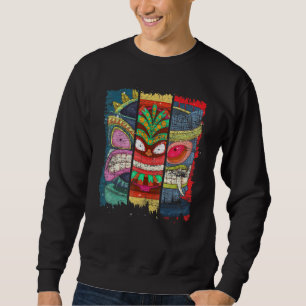 Polynesian Luau Party Hawaiian Tiki Mask Hawaii Ti Sweatshirt