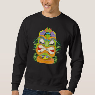 Polynesian Luau Party Tiki Mask Statue Hawaiian Ti Sweatshirt