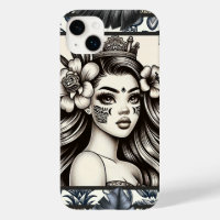 Polynesian Princess Blue Floral Tribal