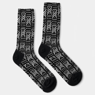 Polynesian Print Graphic Crew Socks - Black