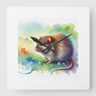 Polynesian rat 040924AREF143 - Watercolor Square Wall Clock