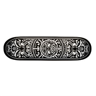 Polynesian Tribal Face Black and White Skateboard