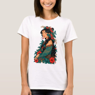 Polynesian Tropical Island Princess Portrait T-Shirt