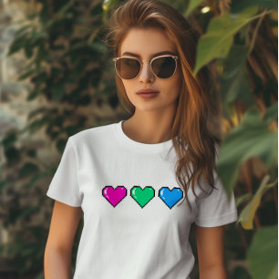 Polysexual Flag Pixel Heart T-Shirt
