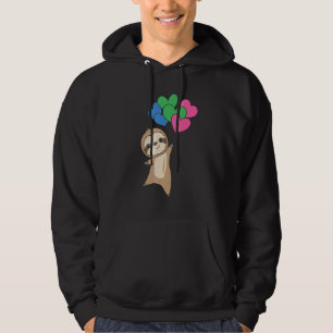 Polysexual Flag Pride Lgbtq Balloon Hearts Sloth Hoodie