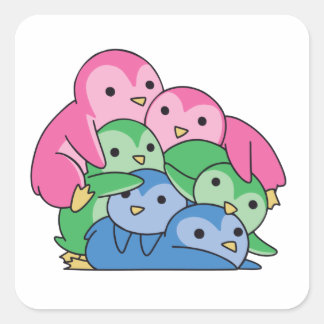 Polysexual Flag Pride Lgbtq Cute Penguin Square Sticker