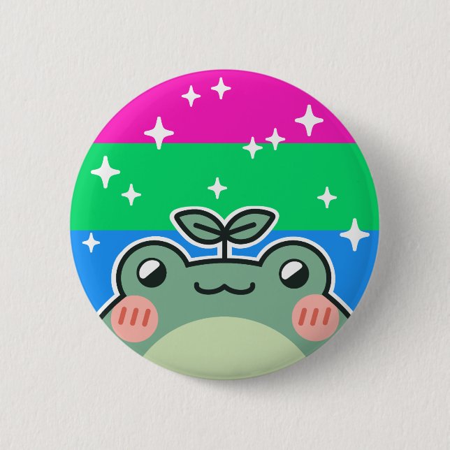Polysexual LGBT Pride Flag Frog 6 Cm Round Badge (Front)