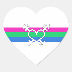 Polysexual Pride Flag Heart Sticker