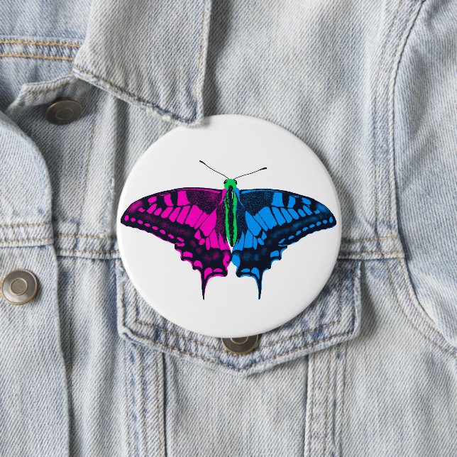 Polysexual Pride Flag Swallowtail Butterfly 10 Cm Round Badge (In Situ)