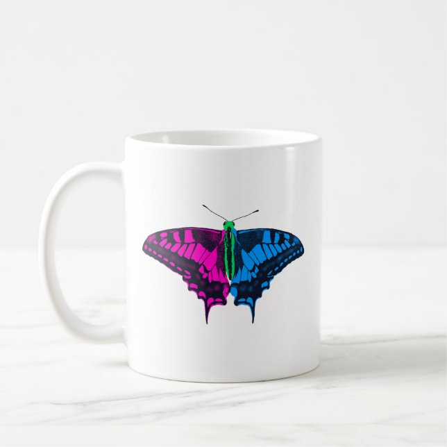 Polysexual Pride Flag Swallowtail Butterfly Coffee Mug (Left)