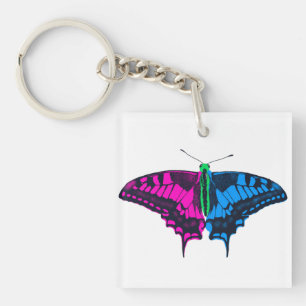 Polysexual Pride Flag Swallowtail Butterfly Key Ring
