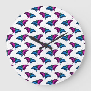 Polysexual Pride Flag Swallowtail Butterfly Large Clock
