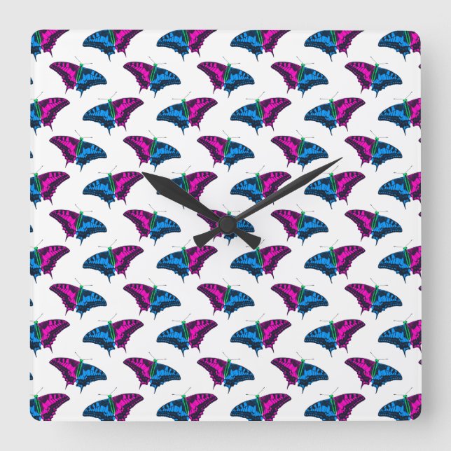 Polysexual Pride Flag Swallowtail Butterfly Square Wall Clock (Front)