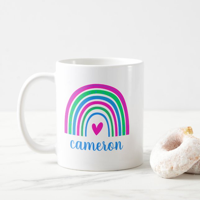 Polysexual Rainbow Personalised Coffee Mug (With Donut)
