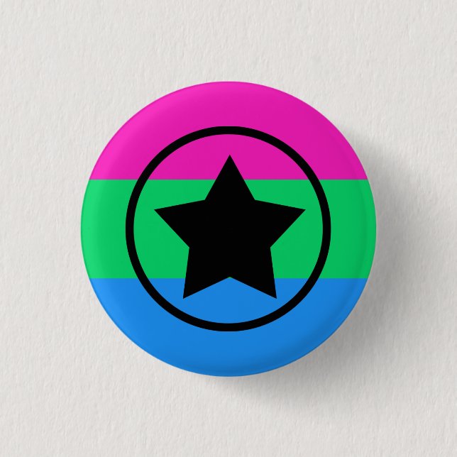 Polysexuality Flag with a Star in Circle 3 Cm Round Badge (Front)