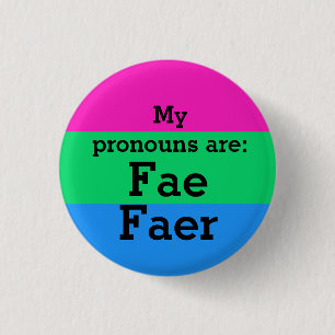 Polysexuality Flag with Fae/Faer Pronouns 3 Cm Round Badge