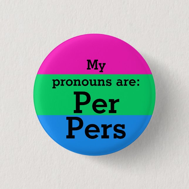 Polysexuality Flag with Per/Pers Pronouns Button (Front)
