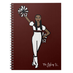 Pom Dancer White Burgundy Accent P Notebook