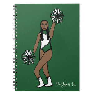 Pom Dancer White Green Accent P Notebook