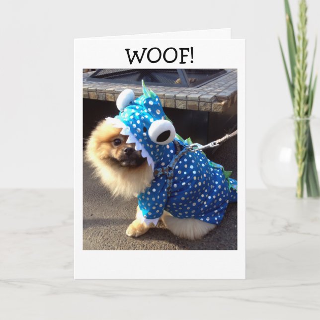 POM IS DRESSED UP JUST TO SAY HAPPY BIRTHDAY TO U CARD (Front)