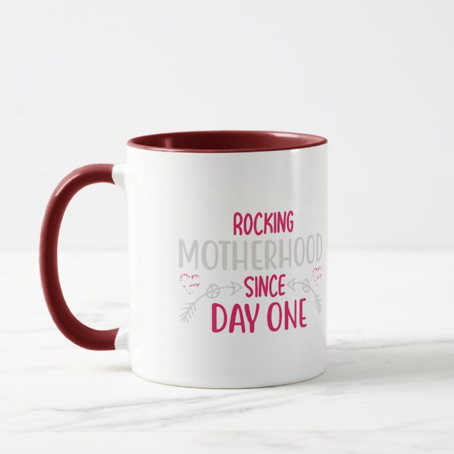 POM MOM Cute Pompom Typography Two Tone Mug (Left)