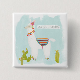 Pom Pom Llama Rama- Llater Llosers 15 Cm Square Badge