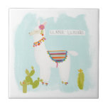 Pom Pom Llama Rama- Llater Llosers Ceramic Tile<br><div class="desc">Pom Pom Llama Rama IV by June Erica Vess. Features a relaxed llama with the phrase "Llater Llosers."</div>