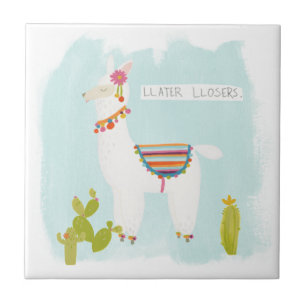 Pom Pom Llama Rama- Llater Llosers Ceramic Tile