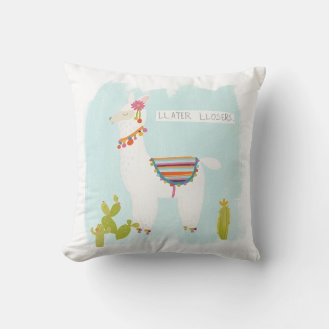 Pom Pom Llama Rama- Llater Llosers Cushion (Front)