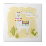 Pom Pom Llama Rama- Save the Drama for Your Llama Ceramic Tile<br><div class="desc">Pom Pom Llama Rama I by June Erica Vess. Features a llama in colourful adornments with the phrase "Save the Drama for Your Llama."</div>