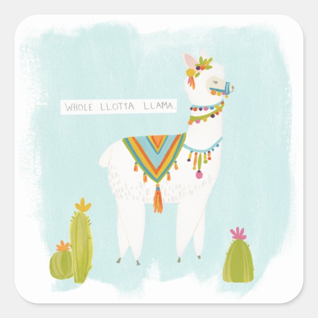 Pom Pom Llama Rama - Whole Lotta Llama Square Sticker (Front)