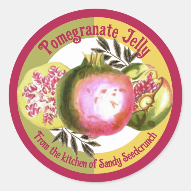 Pom pomegranate personalised fruit canning label (Front)