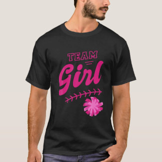 Pom Poms Team Girl Baby Gender Reveal Party T-Shirt