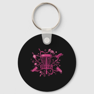 Pom Star Disc Golf Basket Fun Art Key Ring