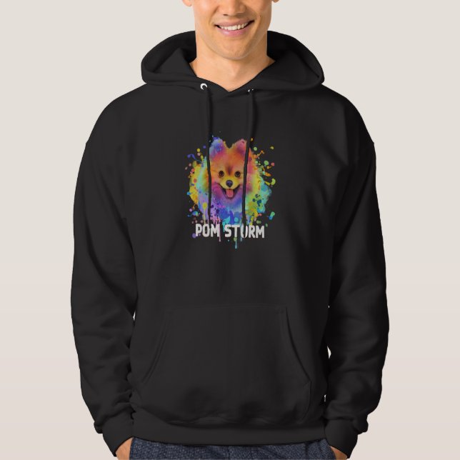 Pom Storm Pomeranian Humor Pom Pom Dog Dog Theme Hoodie (Front)