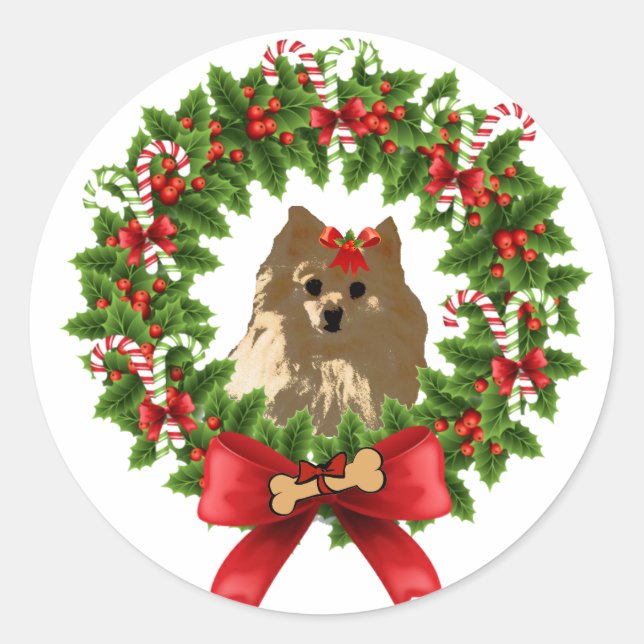 Pom Wreath Holiday Sticker (Front)