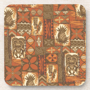 Pomaika’i Tiki Hawaiian Vintage Tapa Coaster